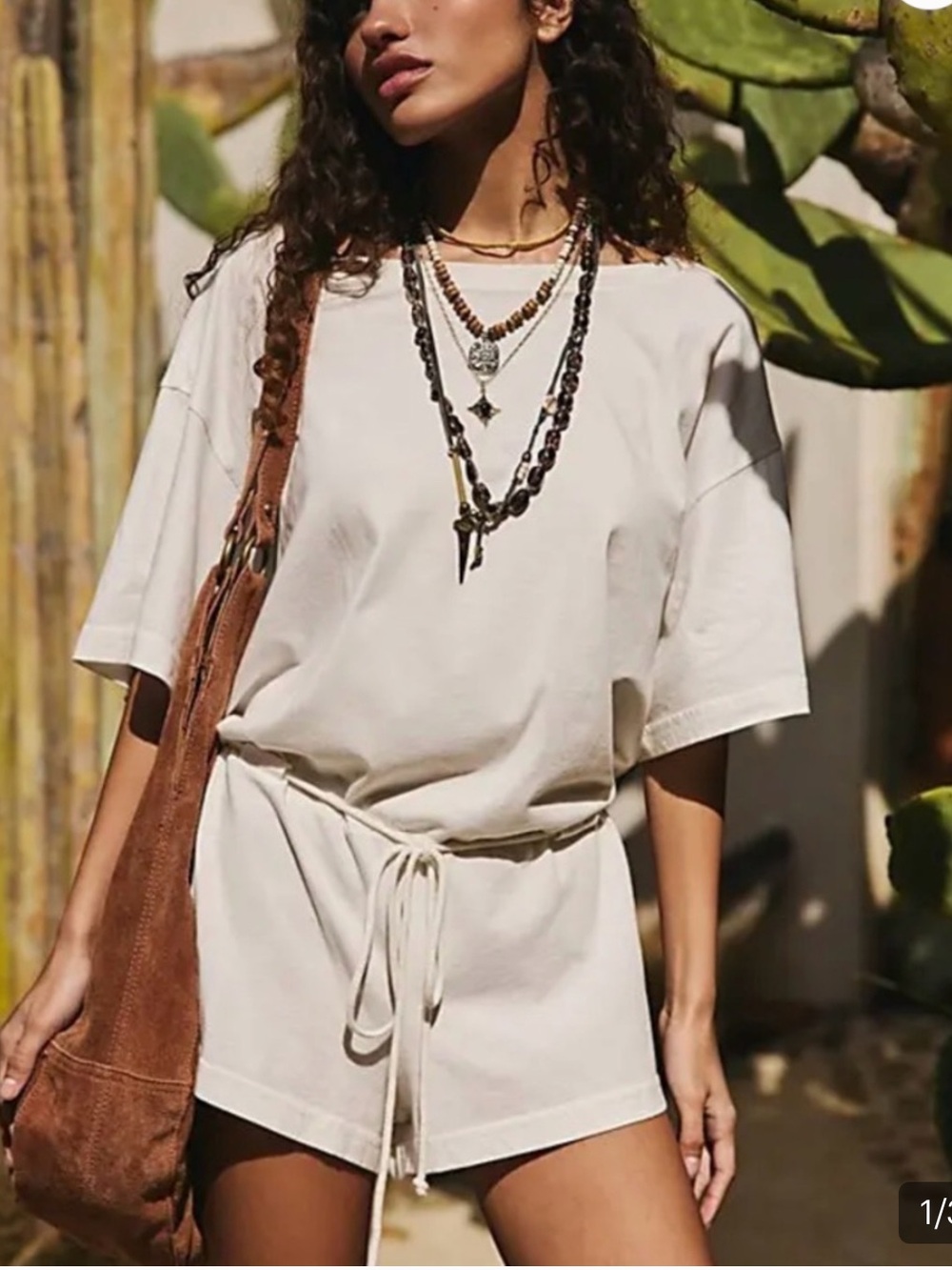 Free People Beach Monet Oversized Cotton Romper, Size S, NWT
